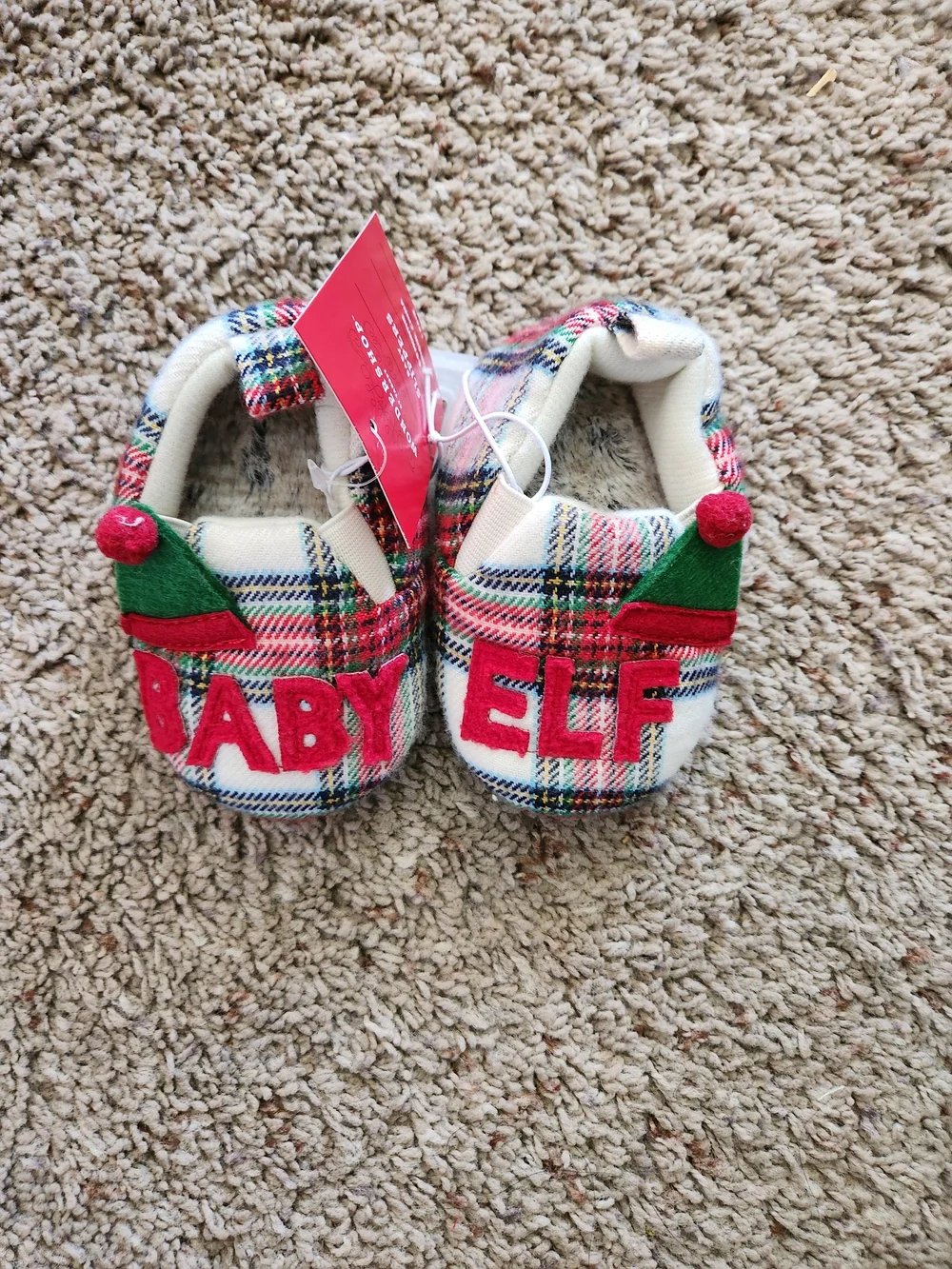 Wondershop Plaid Baby Elf Shoes - Red, Green & White Size 6/9M
